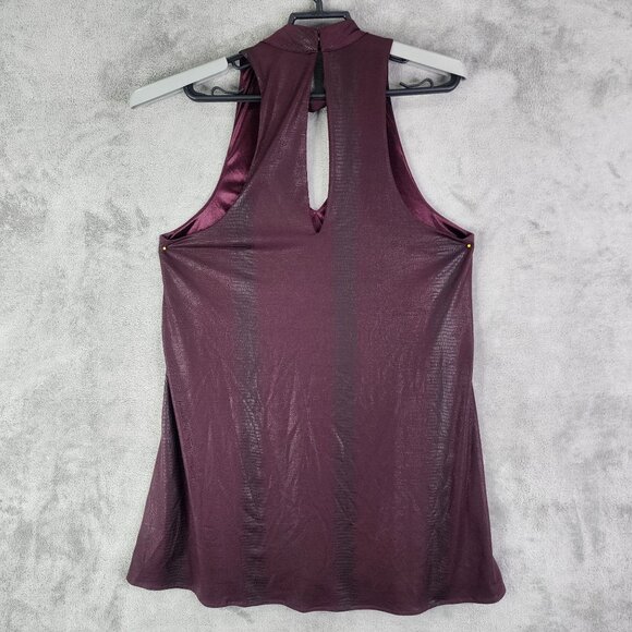 Women's Oliveacious Burgundy Snake print Sleeveless Keyhole Blouse Top Shirt Siz - Picture 8 of 11